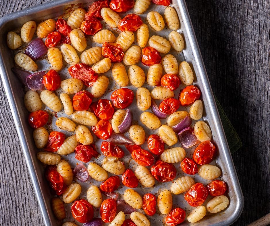 Sheet Pan Gnocchi with Tomatoes and Red Onion