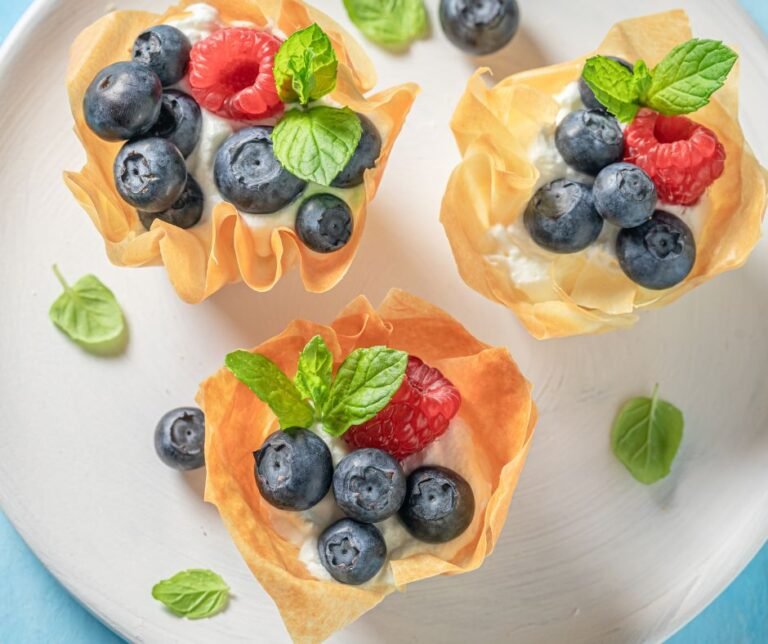 Sweet Phyllo Cups with Whipped Cream and Fresh Berries