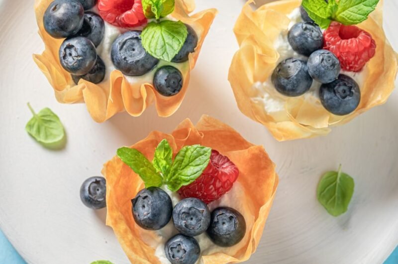 Sweet Phyllo Cups with Whipped Cream and Fresh Berries