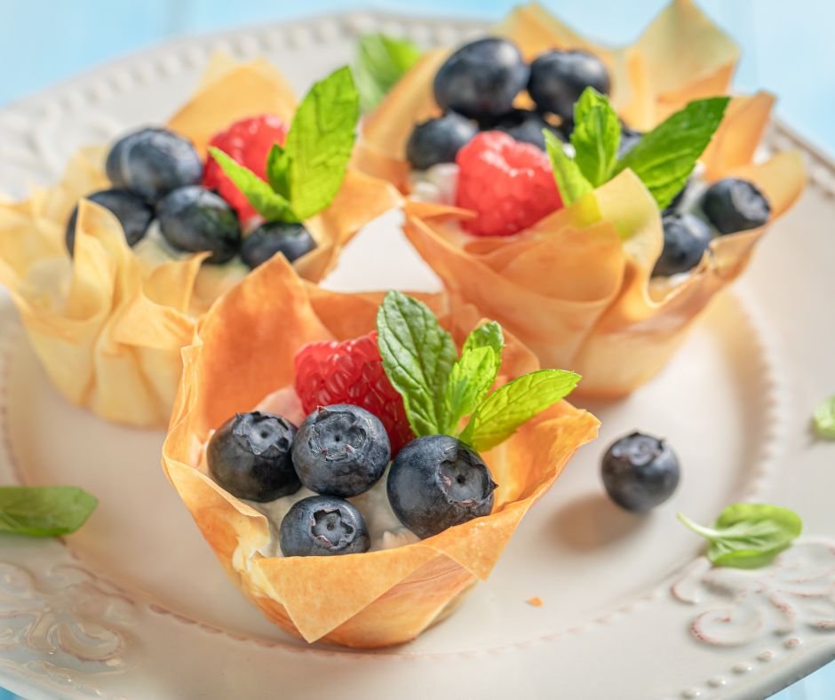 Sweet Phyllo Cups with Whipped Cream and Fresh Berries