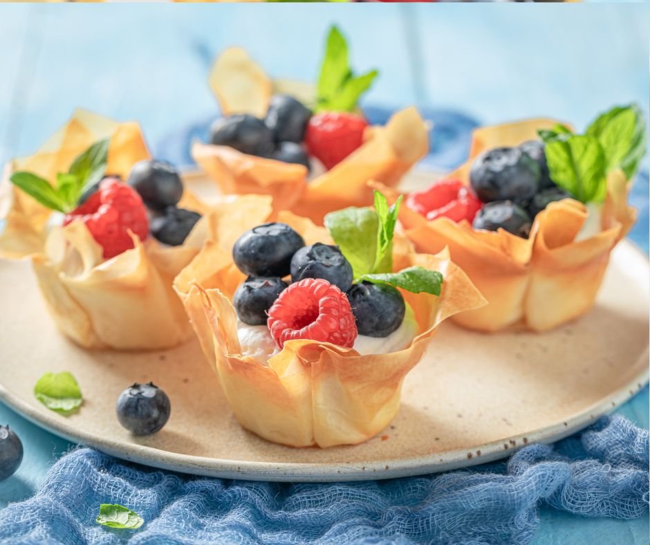 Sweet Phyllo Cups with Whipped Cream and Fresh Berries