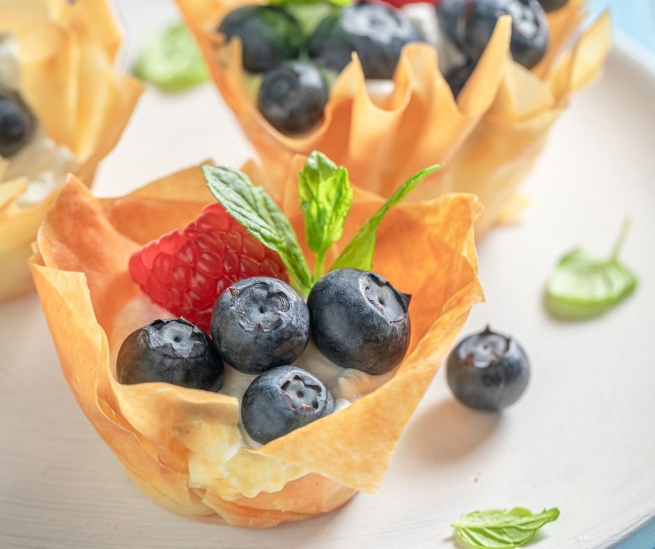 Sweet Phyllo Cups with Whipped Cream and Fresh Berries