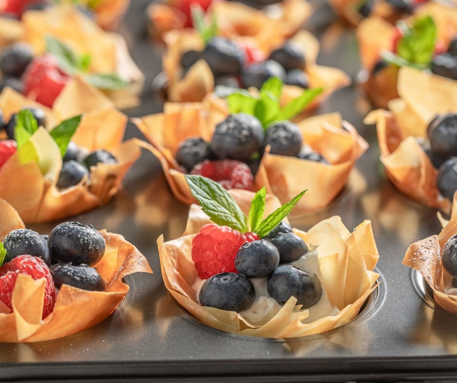 Sweet Phyllo Cups with Whipped Cream and Fresh Berries