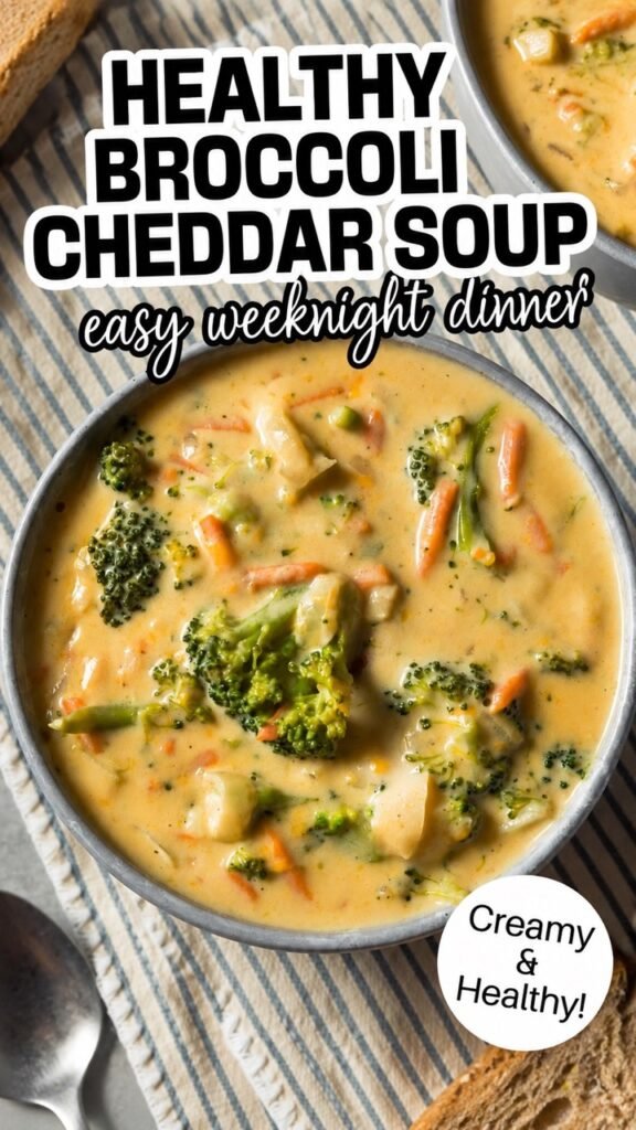 Healthy Broccoli Cheddar Soup 