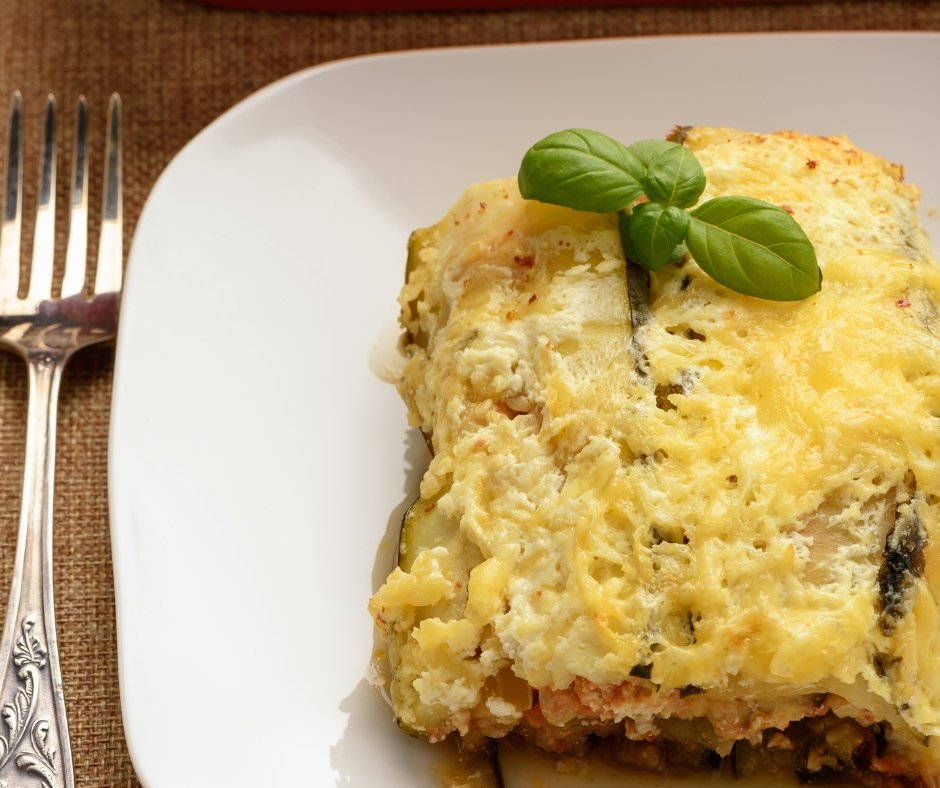 Casserole with Ground Chicken, Eggplant, Zucchini and Tomatoes
