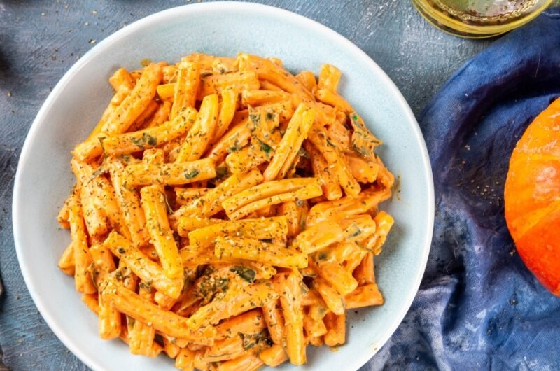 Creamy Pumpkin Casarecce Pasta with Pumpkin Squash, Cheesy Sauce, Garlic and Herbs