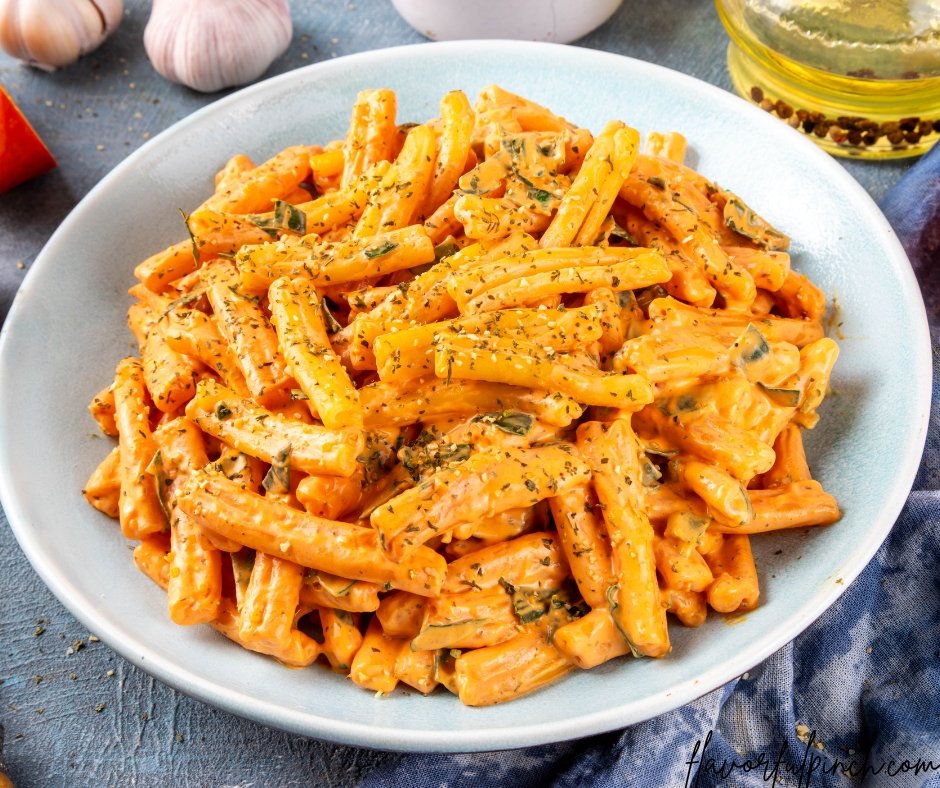 Creamy Pumpkin Casarecce Pasta with Pumpkin Squash, Cheesy Sauce, Garlic and Herbs