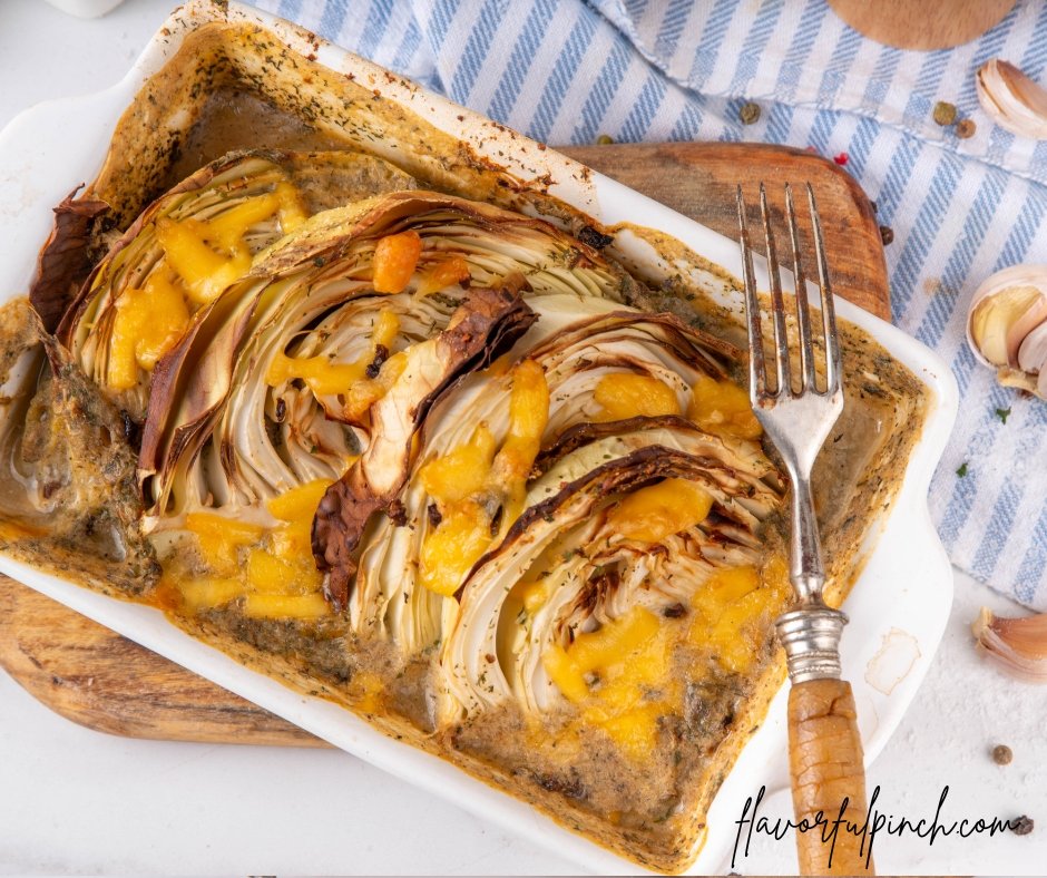 Delicious Baked Cabbage with Garlic Mushroom Sauce and Cheese