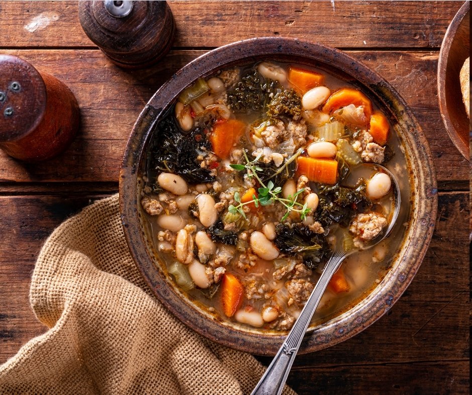 Ground Beef, Kale and White Bean Cannellini Soup