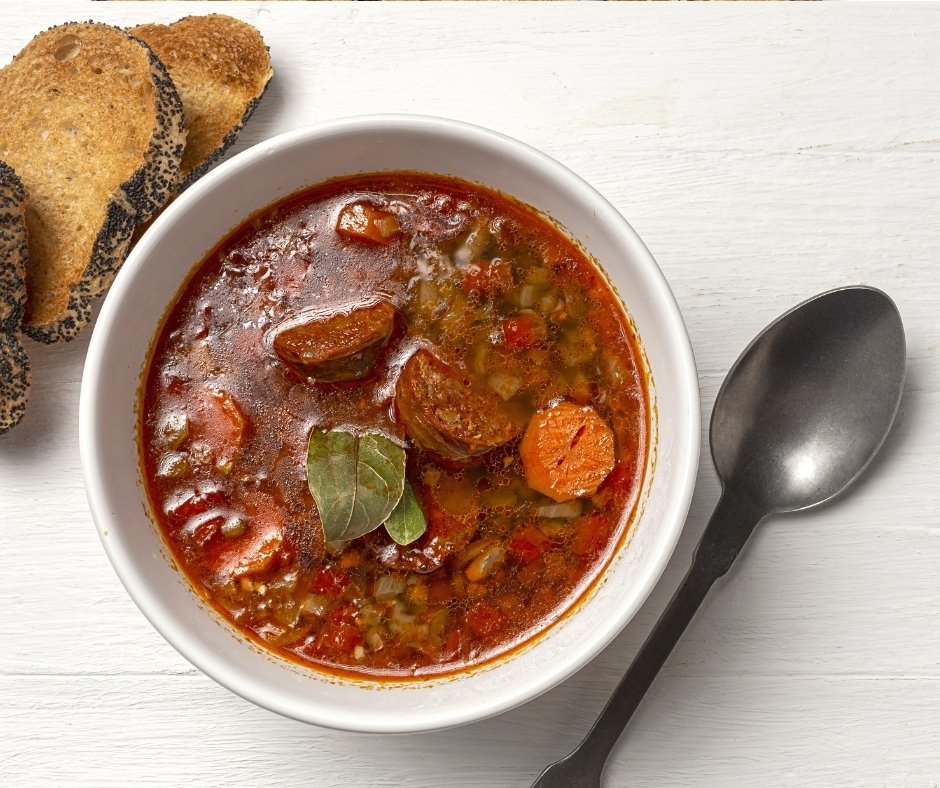 Homemade Lentil Stew with Vegetables and Chorizo