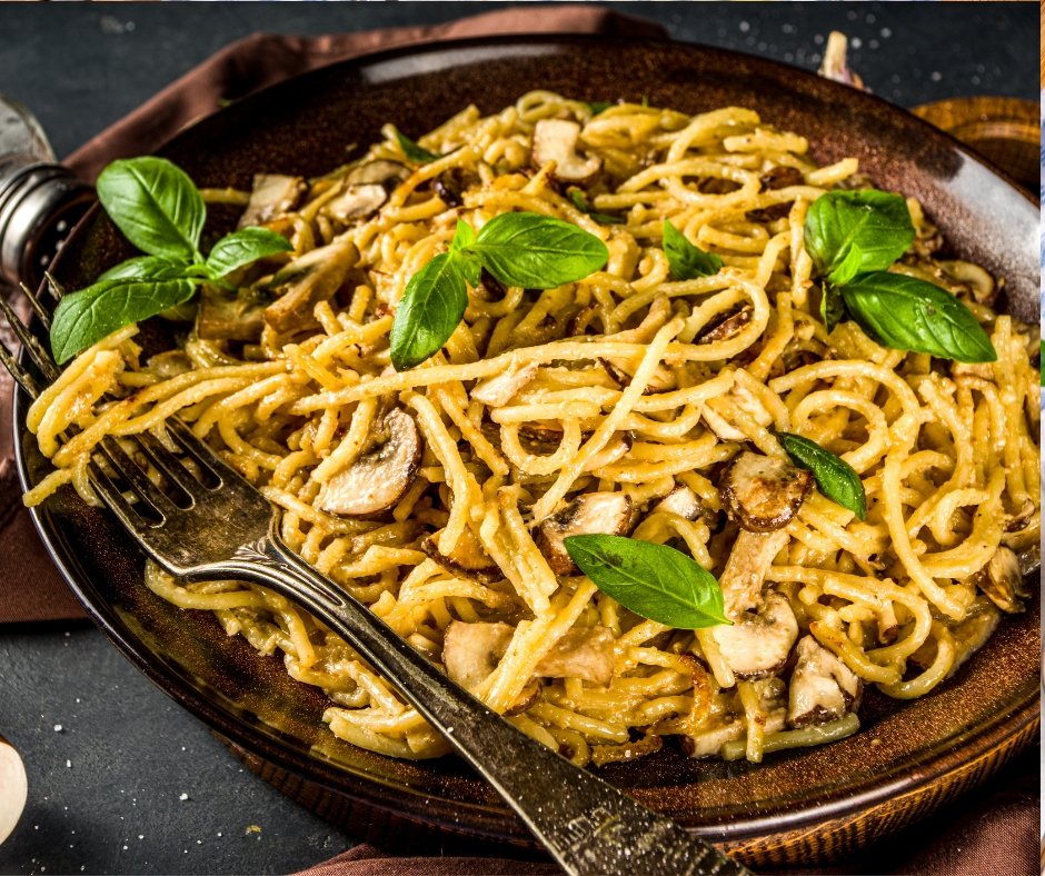 Mushroom Spaghetti Pasta with Bechamel Sauce