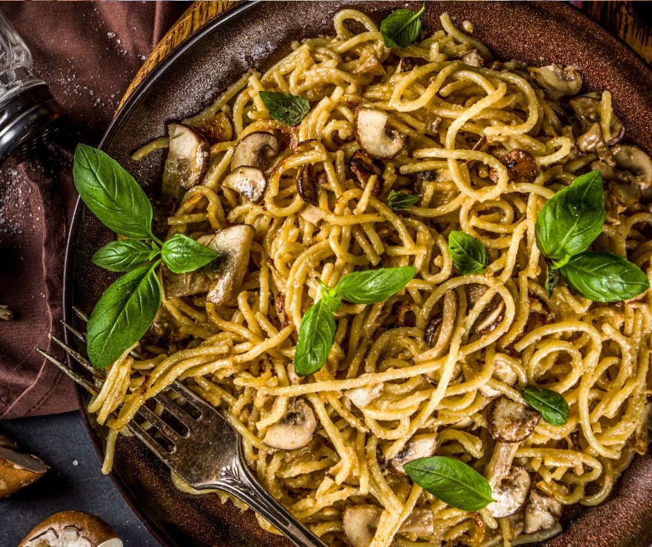 Mushroom Spaghetti Pasta with Bechamel Sauce