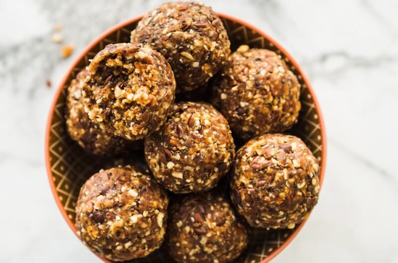 Peanut Butter Oat Dates Chia Seed Flax Seed Almonds Protein Balls