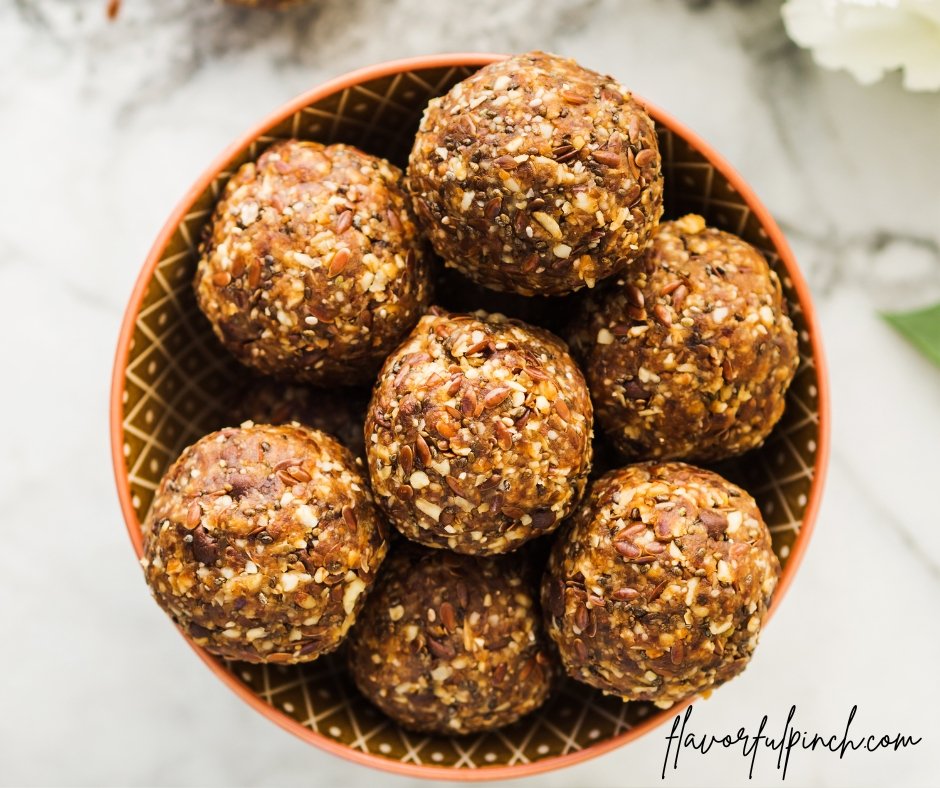 Peanut Butter Oat Dates Chia Seed Flax Seed Almonds Protein Balls