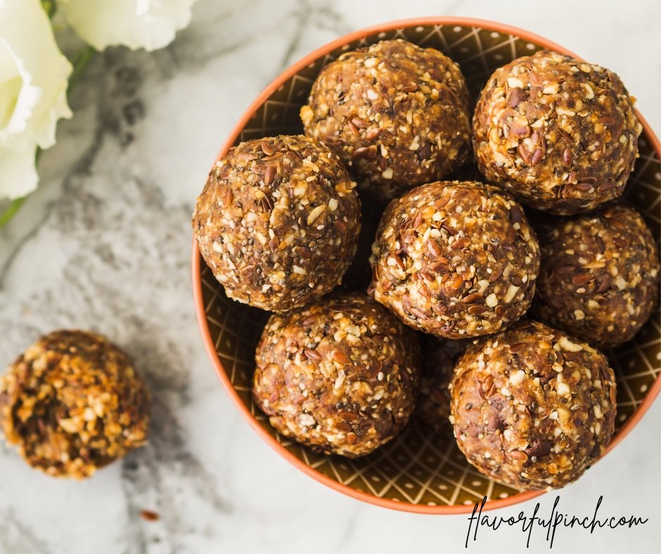 Peanut Butter Oat Dates Chia Seed Flax Seed Almonds Protein Balls