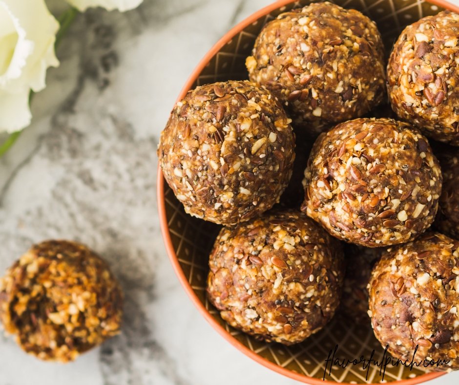 Peanut Butter Oat Dates Chia Seed Flax Seed Almonds Protein Balls