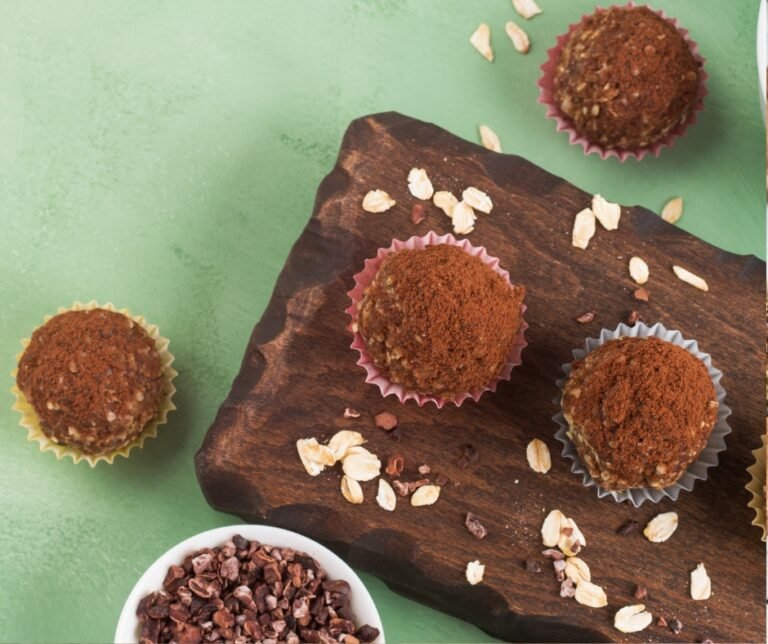 Protein Cocoa Energy Balls with Nut Butter, Dried Fruit and Seeds