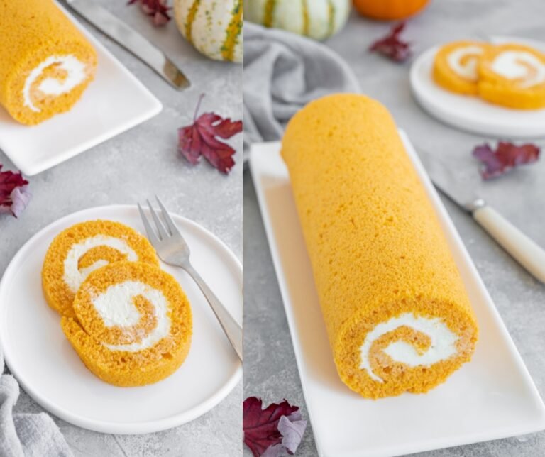 Pumpkin Cake Roll with Cream Cheese Filling