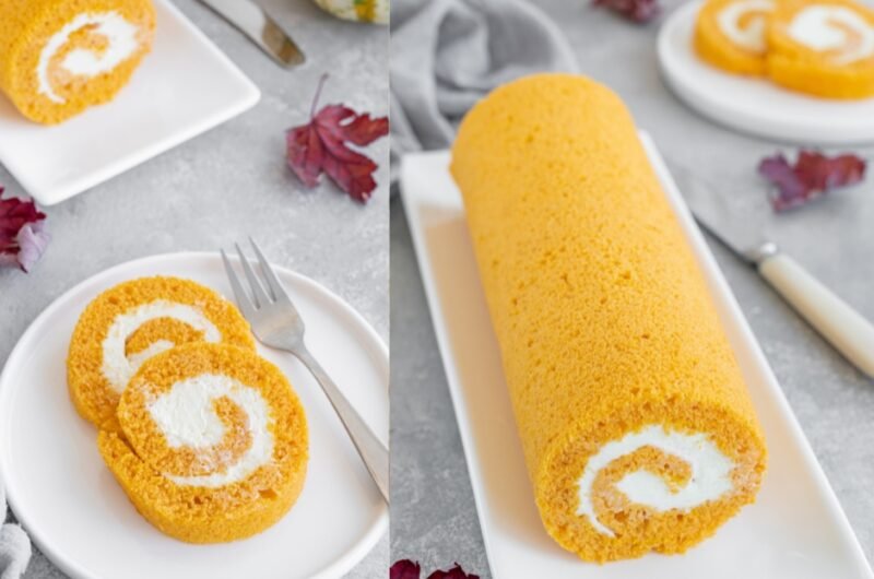 Pumpkin Cake Roll with Cream Cheese Filling