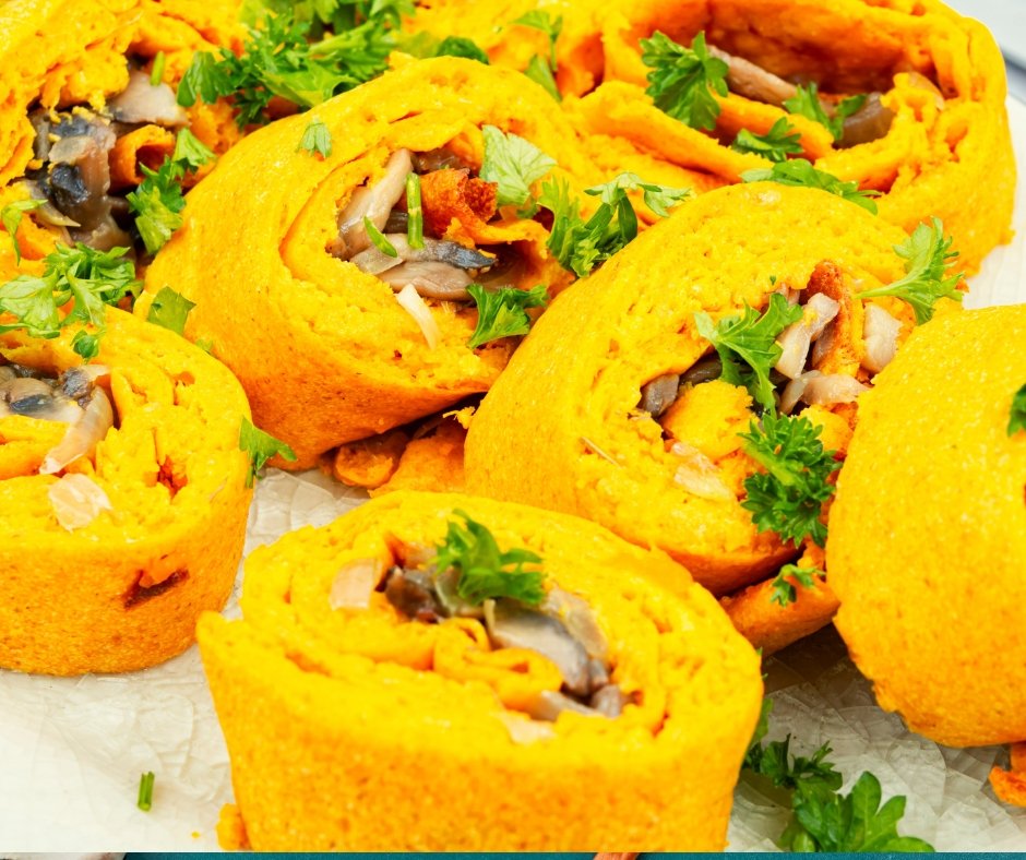 Pumpkin Dough Rolls Stuffed with Mushrooms
