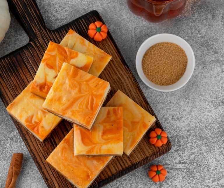 Pumpkin Marble Cheesecake Bars