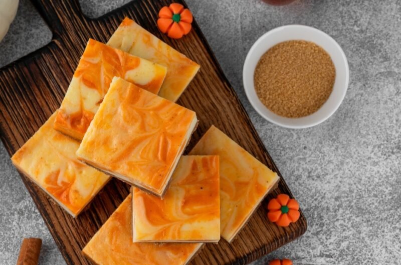Pumpkin Marble Cheesecake Bars