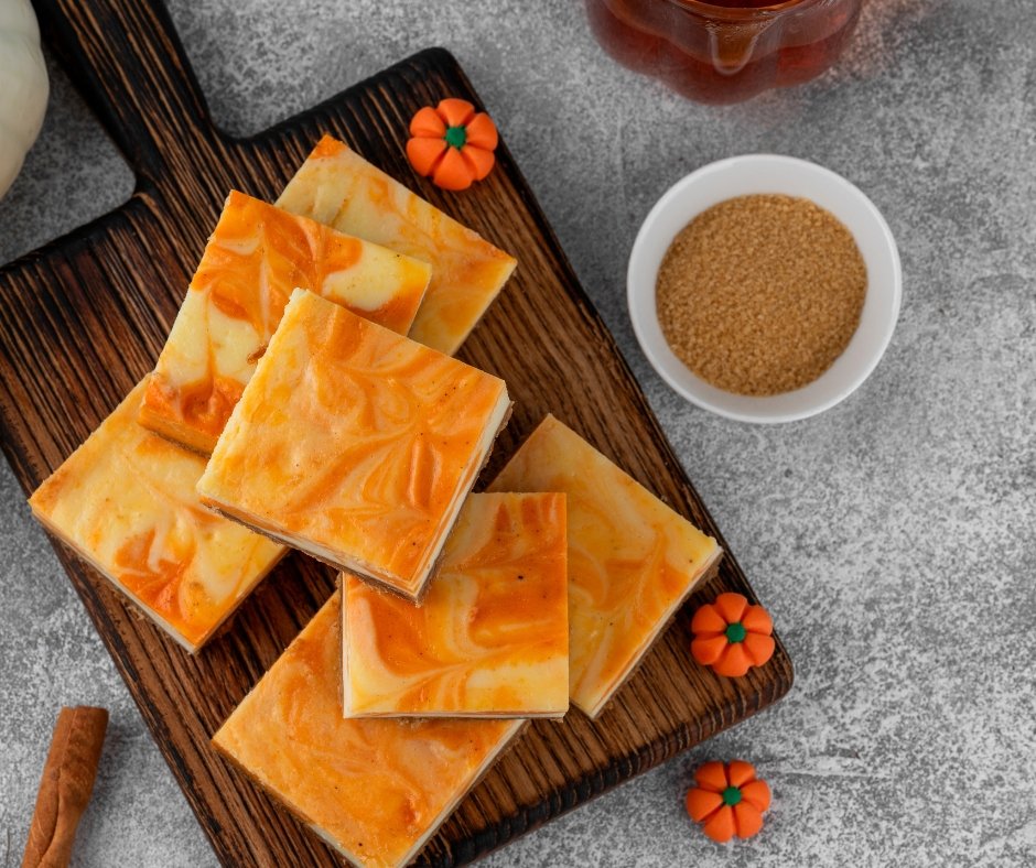 Pumpkin Marble Cheesecake Bars