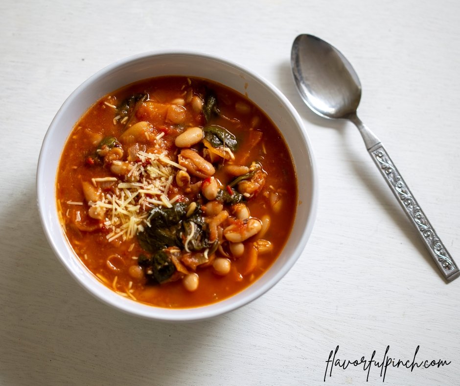 Ribollita Tuscan bean and spinach soup with crusty bread
