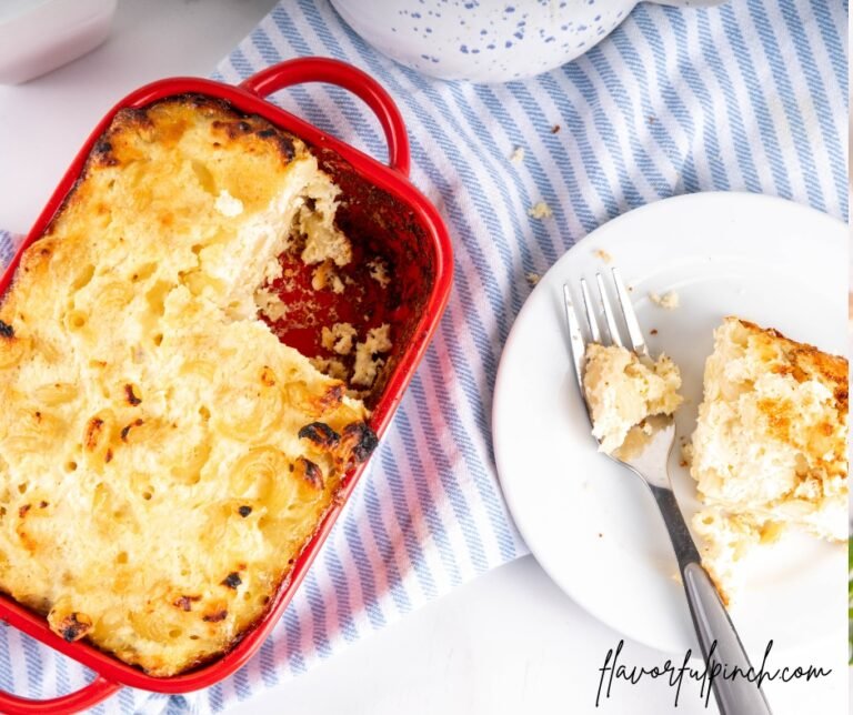 Grandma’s Sweet Baked Pasta Eggs Casserole with Macaroni and Cottage Cheese