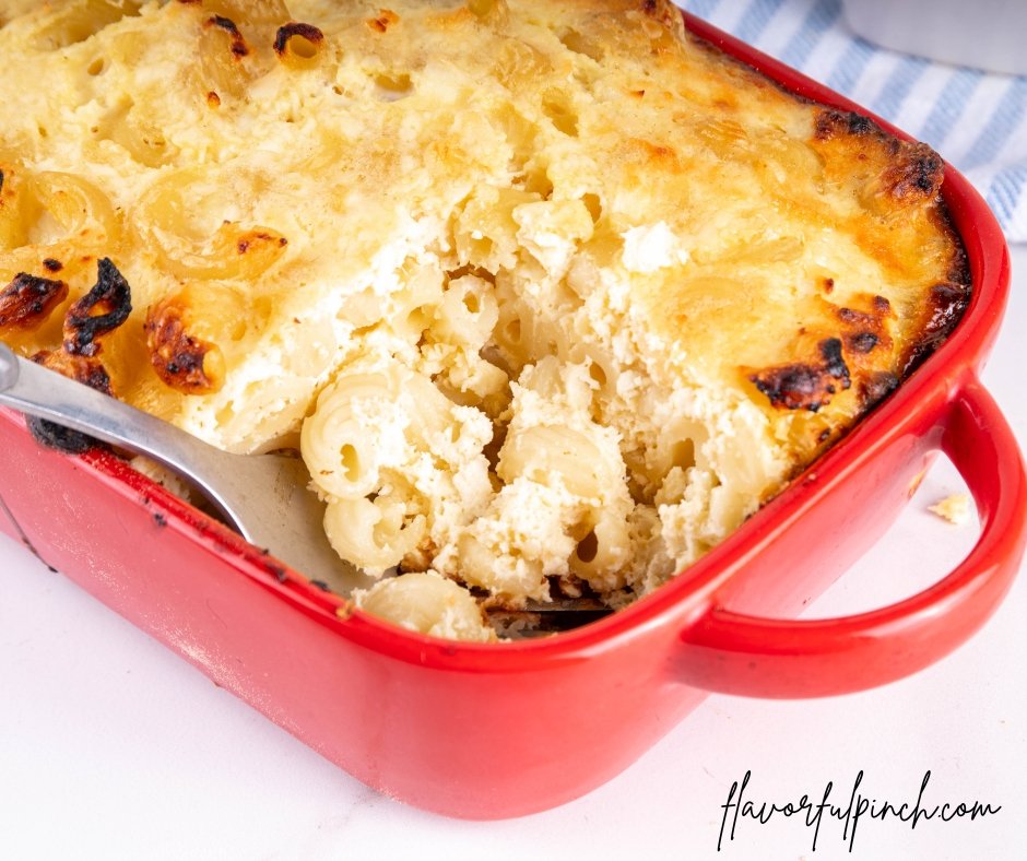 Sweet Baked Pasta Eggs Casserole with Macaroni and Cottage Cheese