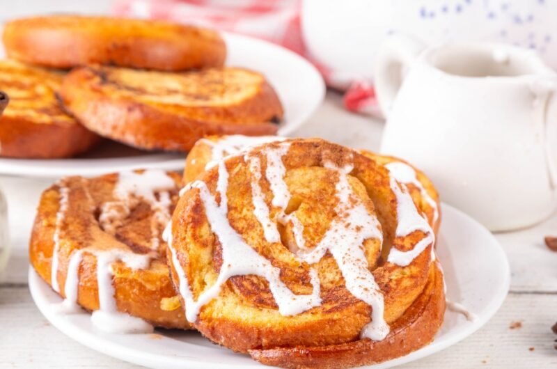 Sweet Breakfast Cinnamon Roll French Toast with Cream Cheese Glaze