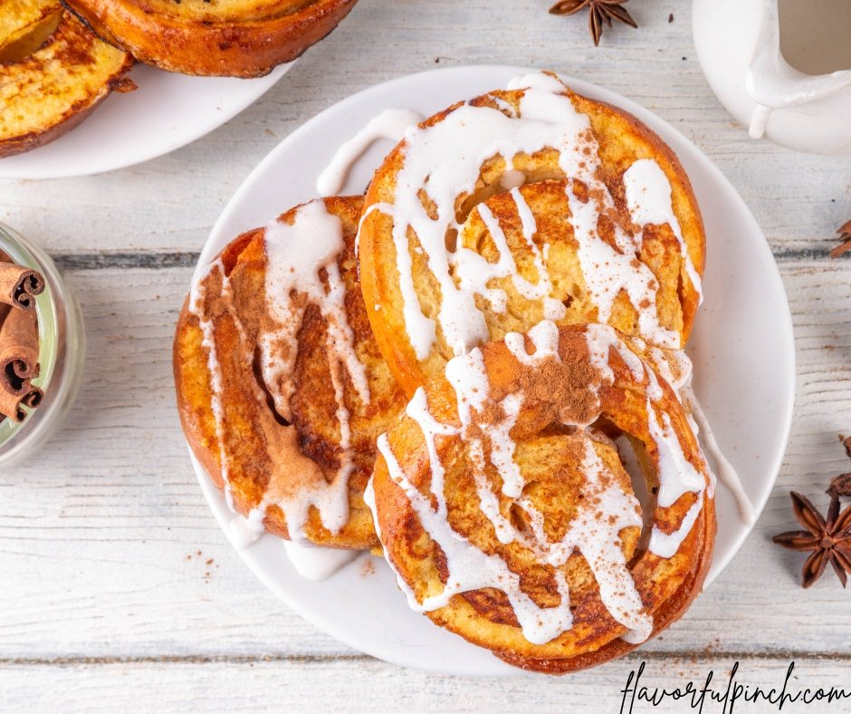 Sweet Breakfast Cinnamon Roll French Toast with Cream Cheese Glaze