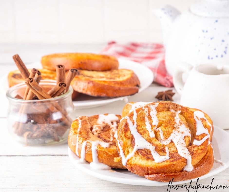 Sweet Breakfast Cinnamon Roll French Toast with Cream Cheese Glaze