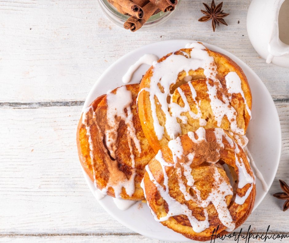 Sweet Breakfast Cinnamon Roll French Toast with Cream Cheese Glaze