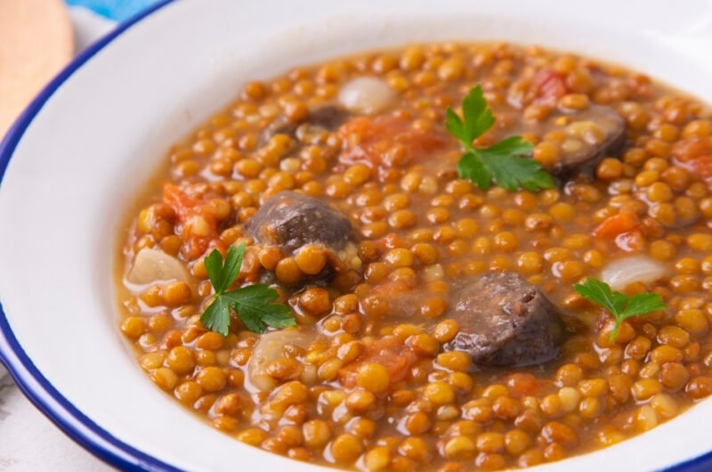 Traditional Spanish Lentil Soup with Chorizo