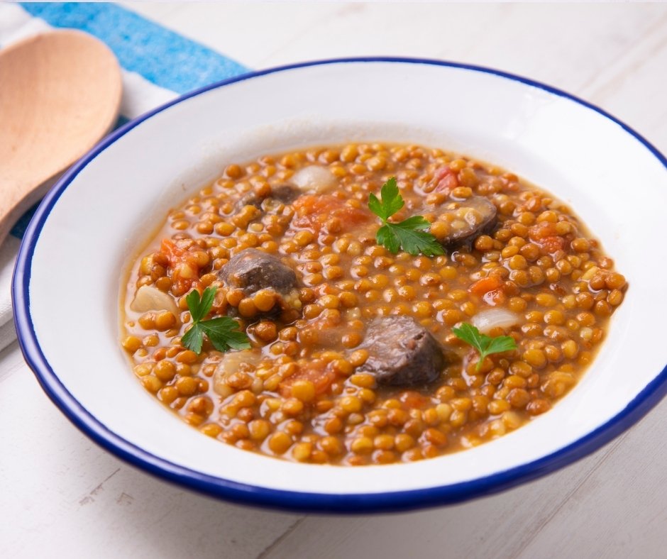 Traditional Spanish Lentil Soup with Chorizo