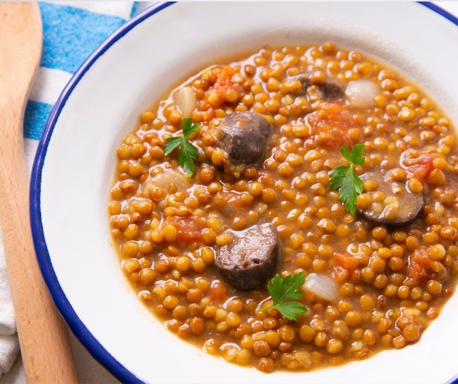 Traditional Spanish Lentil Soup with Chorizo