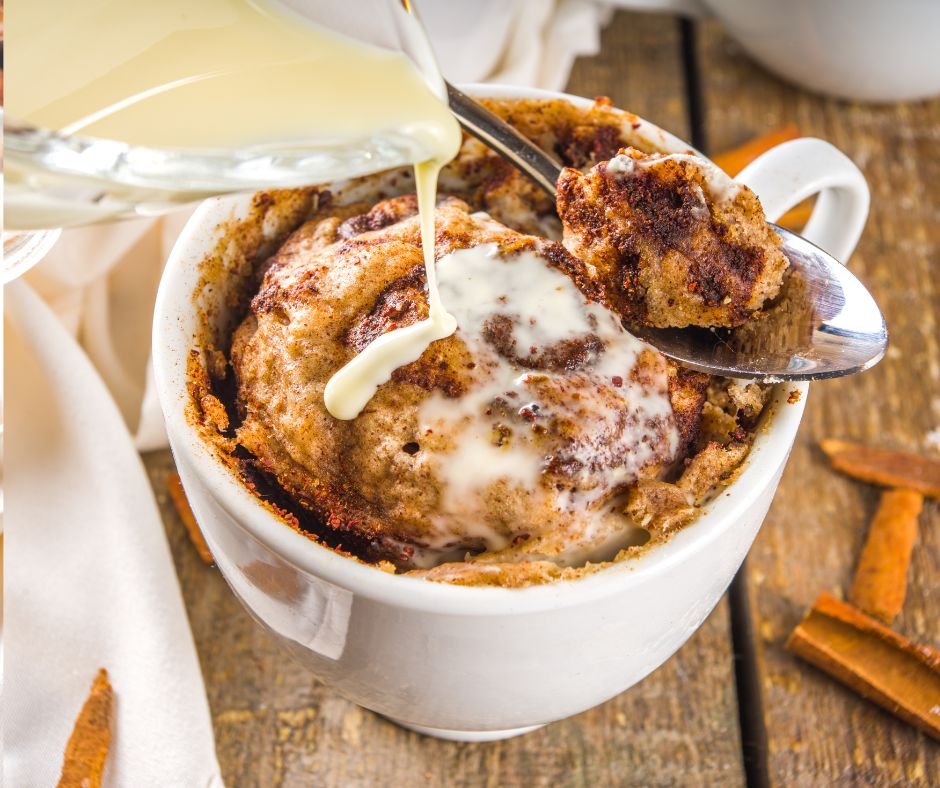 Cinnamon Roll Microwave Mug Cake Recipe