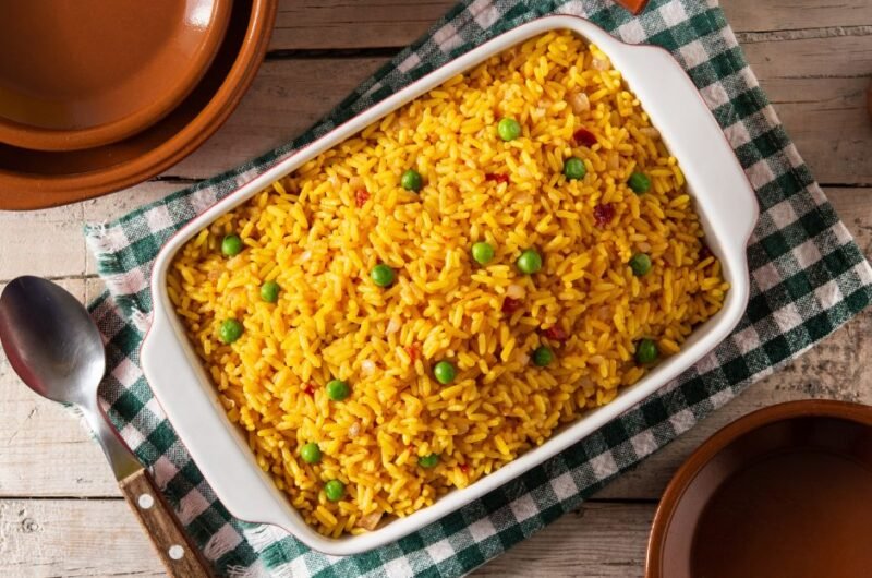 Traditional Mexican Yellow Rice with Green Peas