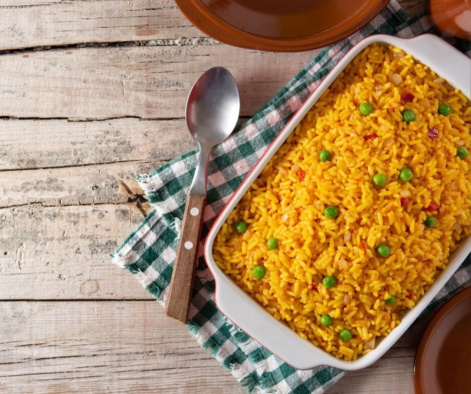 Traditional Mexican Yellow Rice with Green Peas