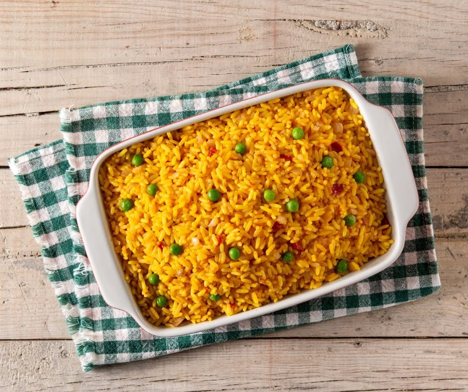 Traditional Mexican Yellow Rice with Green Peas