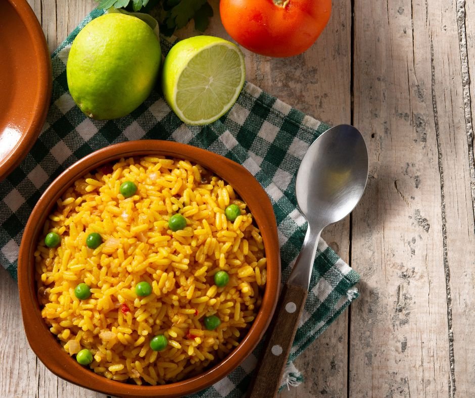 Traditional Mexican Yellow Rice with Green Peas