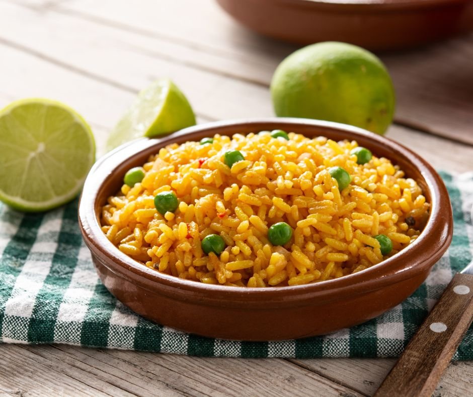 Traditional Mexican Yellow Rice with Green Peas