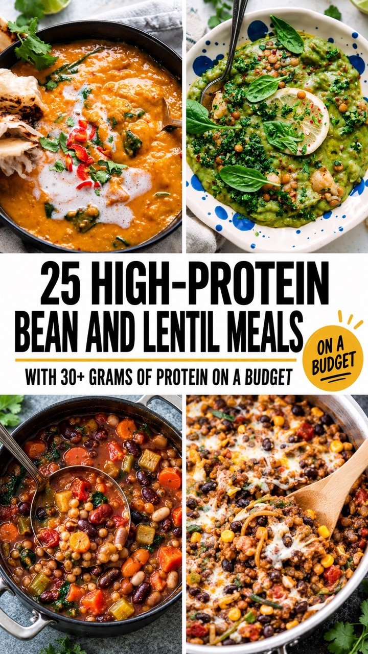 30 CHEAP BEAN AND LENTIL DINNERS WITH ABOUT 30 GRAMS OF PROTEIN