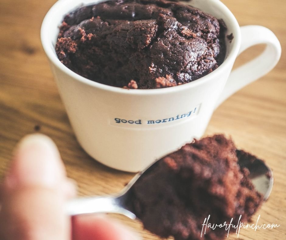 Microwave Brownie Cake in a Mug (Plus Air Fryer Version)