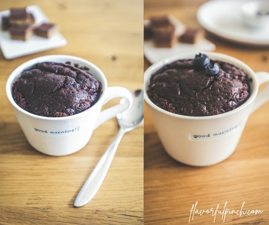 Microwave Brownie Cake in a Mug (Plus Air Fryer Version)
