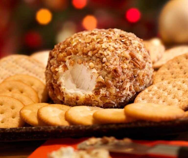 Christmas Cheese Ball with Crackers