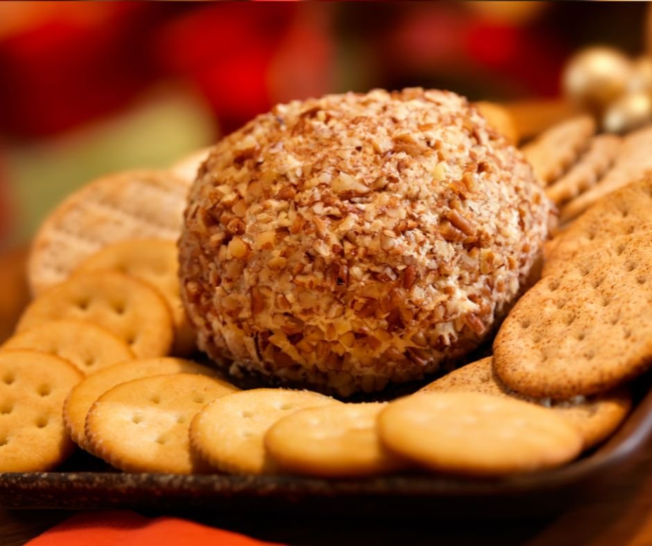 Christmas Cheese Ball with Crackers