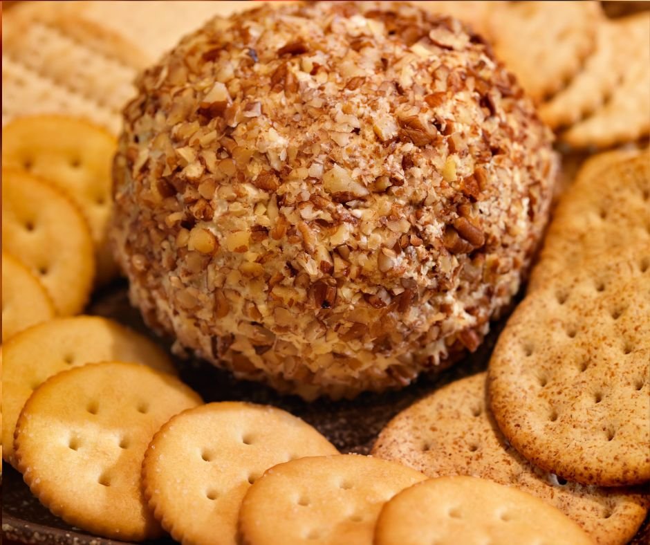 Christmas Cheese Ball with Crackers