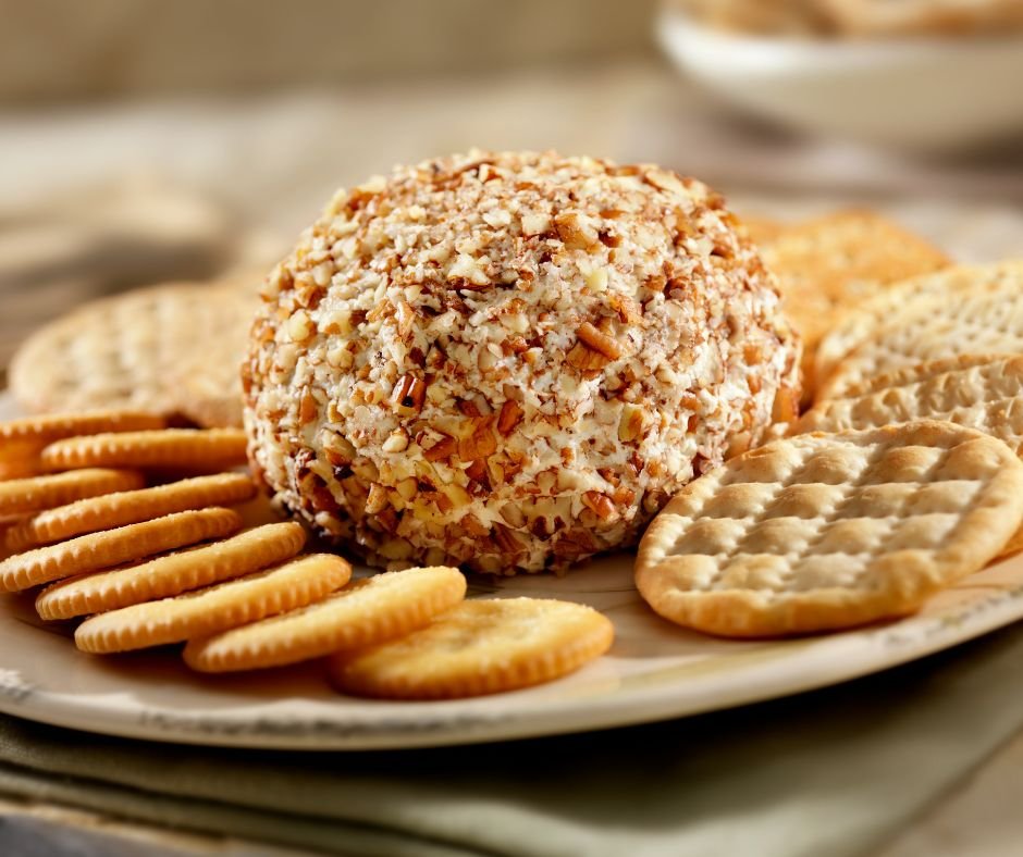 Christmas Cheese Ball with Crackers